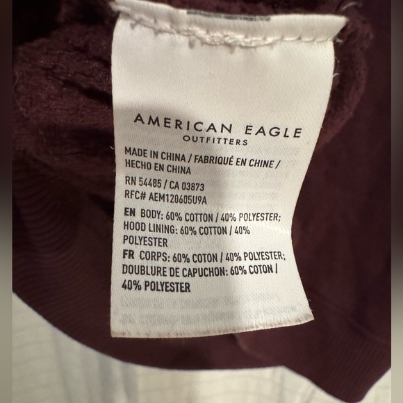 American Eagle Outfitters Oversized Lightweight Maroon Hoodie Size Medium - Picture 4 of 4